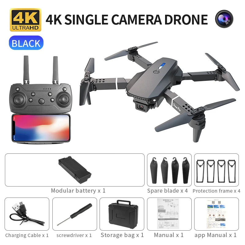 Drone Camera 4K - Dron plegable inteligente E88 Pro, compatible