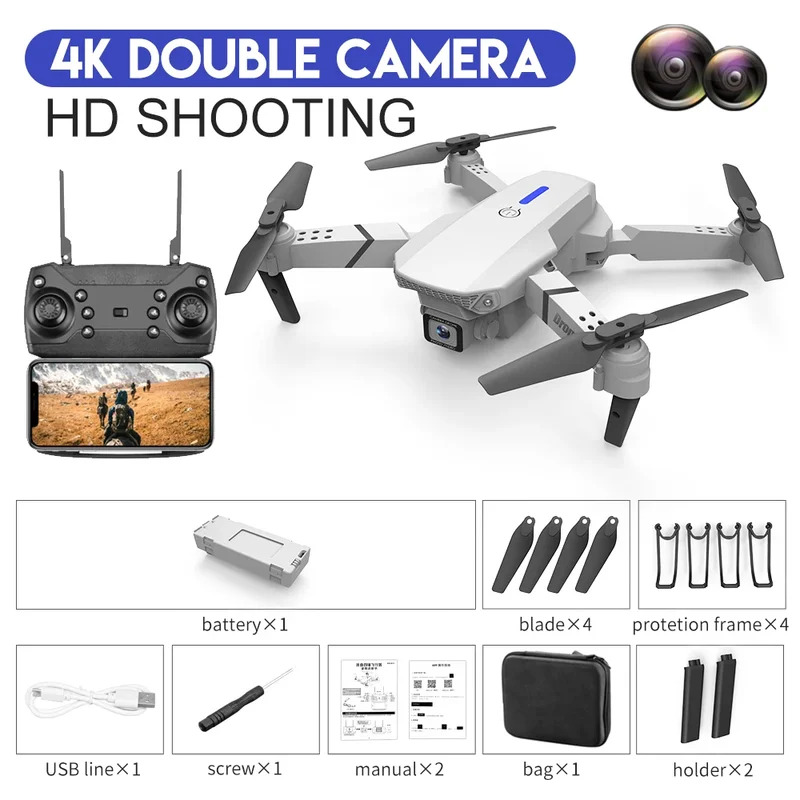Dron plegable inteligente E88  - Drone Camera 4K reseña y precio